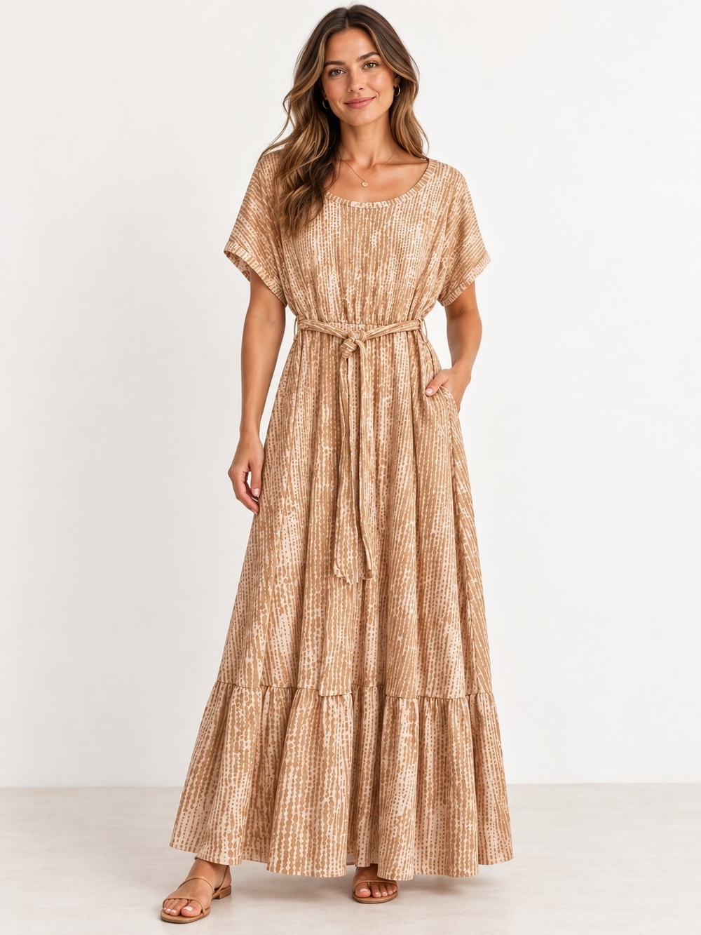 New Directions Desert Oasis Printed Maxi Dress XL NWT Elastic Waist